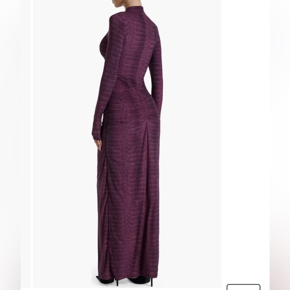 Snakeskin Print Long Sleeve Ruched Dress - Picture 6 of 10